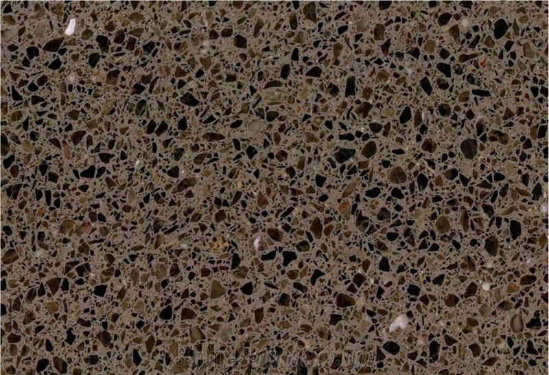 Solid Surface Brown Quartz Chips Terrazzo Tile