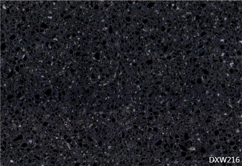 Solid Surface Crystal Black Quartz Chips Terrazzo Tile