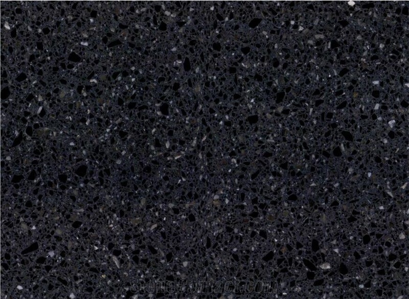 Solid Surface Crystal Black Quartz Chips Terrazzo Tile