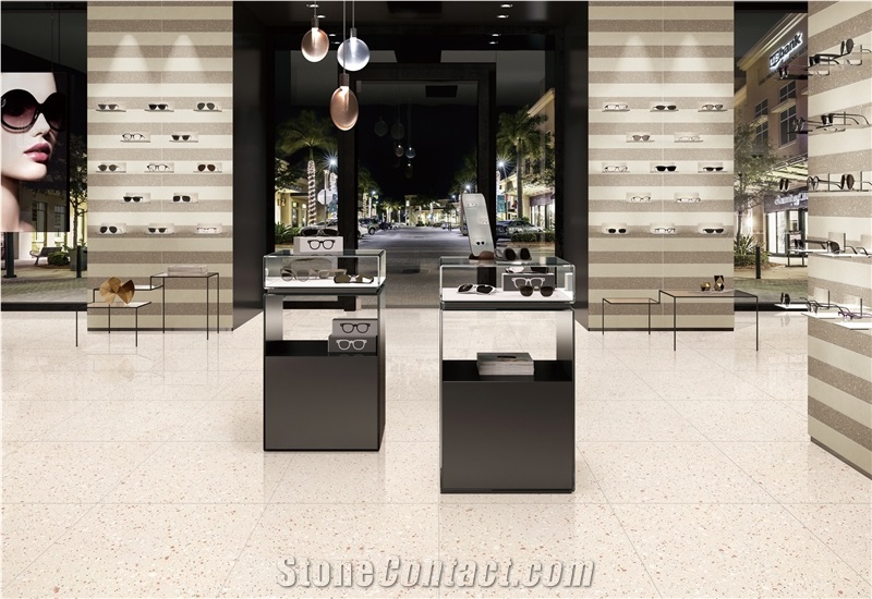 White Terrazzo Tile Shoppingmall Floor Cover