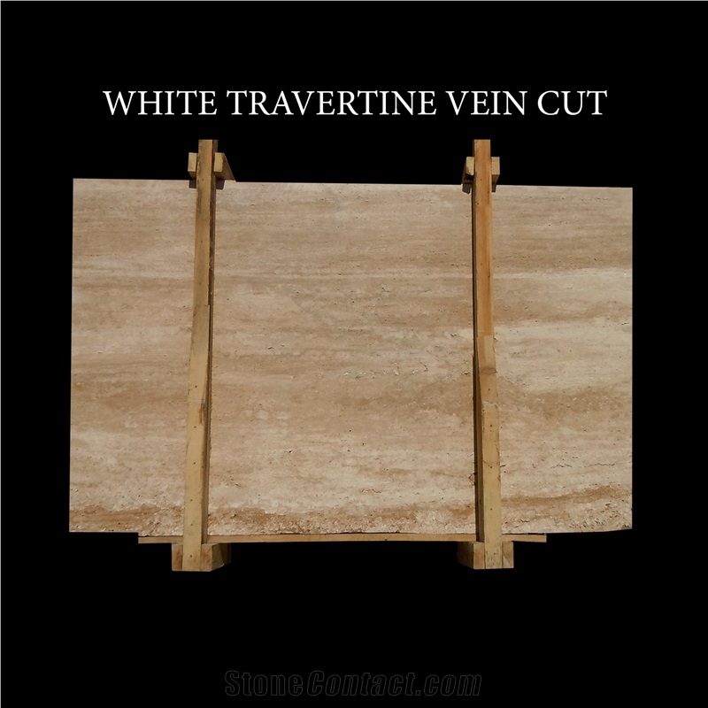 White Travertine, Light Travertine Vein Cut Slabs