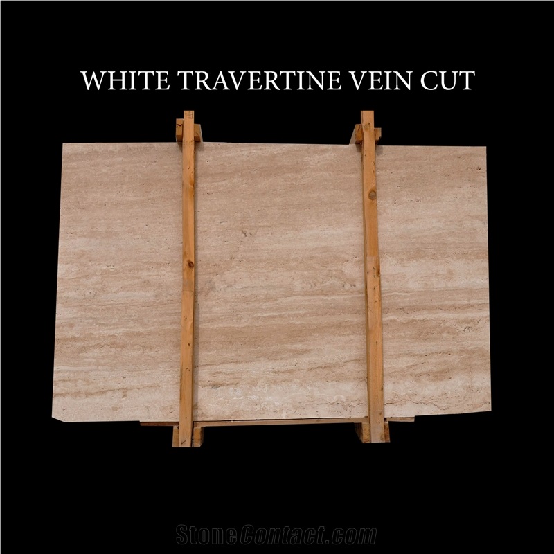 White Travertine, Light Travertine Vein Cut Slabs