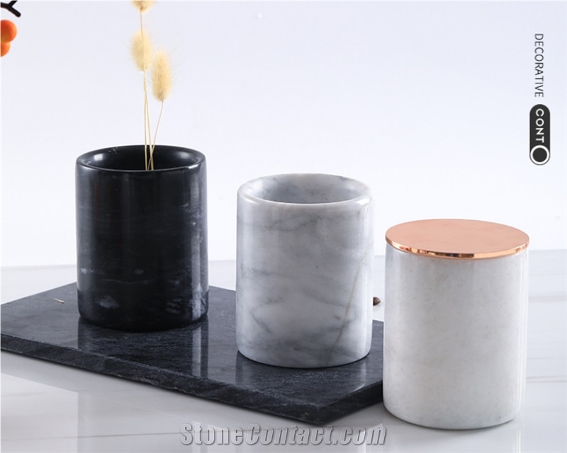 Carrara White Marble Home Hotel Candle Jar Plate