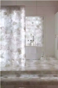 Crystal White Semiprecious Stone Slab Tiles