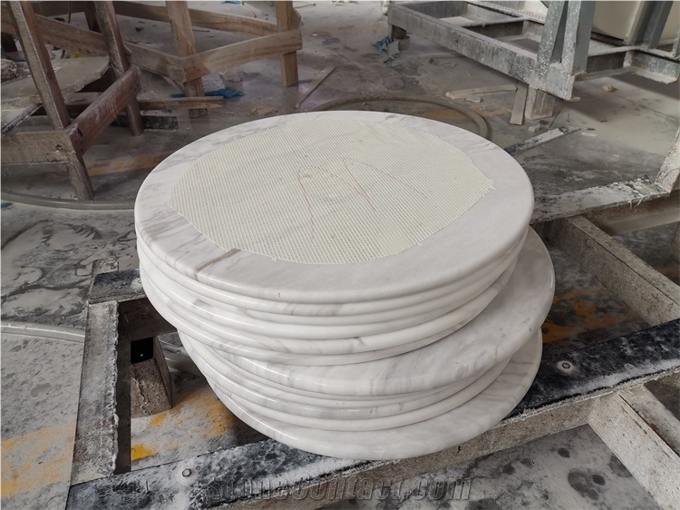 Customized Carrara White Marble Round Table Tops