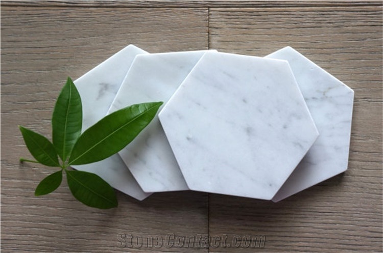 Italy White and Black Marble Round Coasters