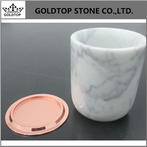 Polished Marble Candle Holders Jar with Lid
