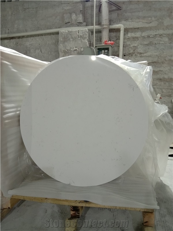 Round Table Tops Carrara White Quartz for Hotel