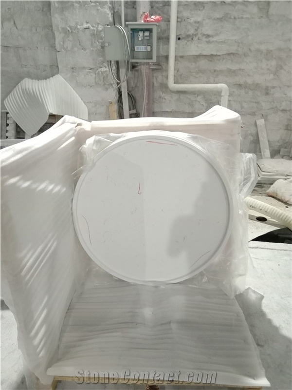Round Table Tops Carrara White Quartz for Hotel