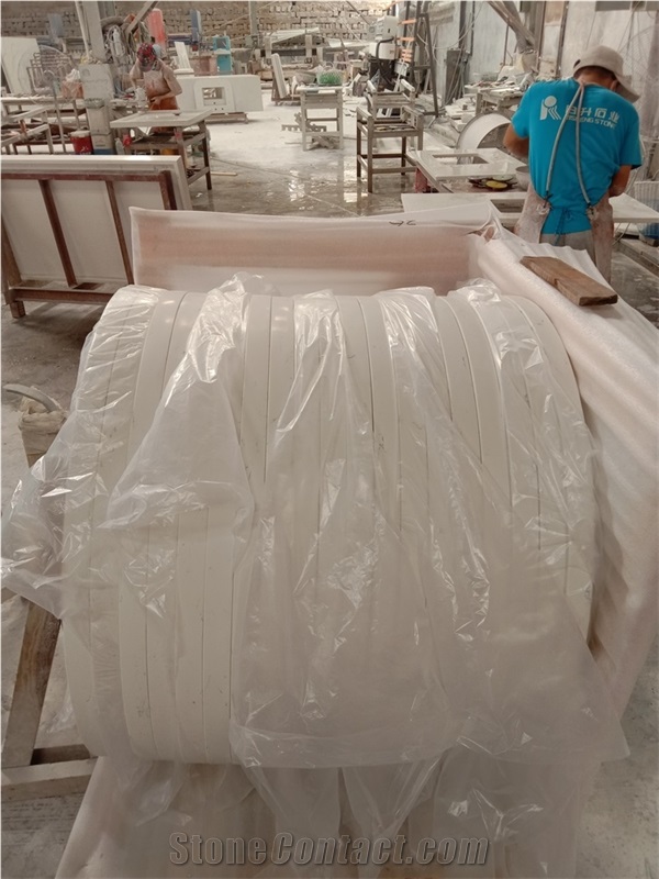 Round Table Tops Carrara White Quartz for Hotel