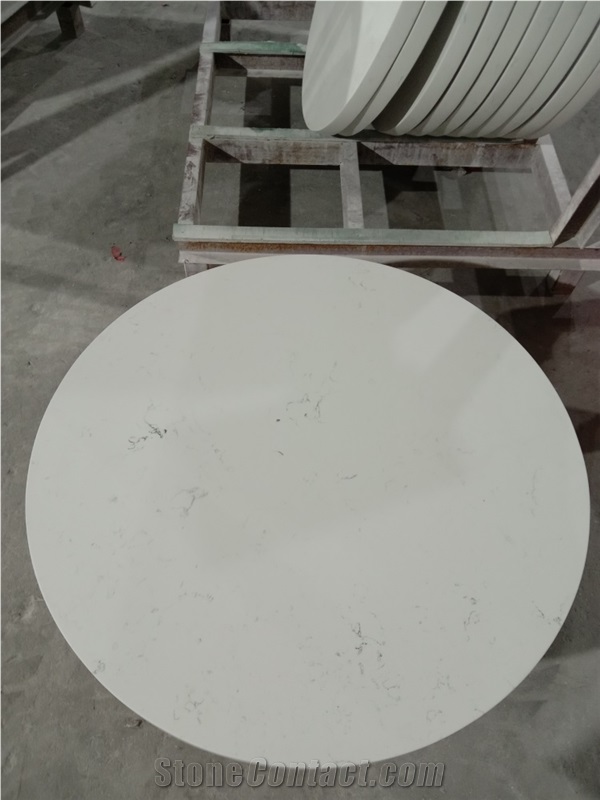 Round Table Tops Carrara White Quartz for Hotel