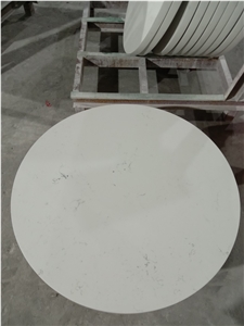 Round Table Tops Carrara White Quartz for Hotel