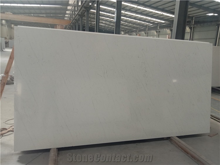 White Solid Surface Sheets Clacatta Quartz Slabs