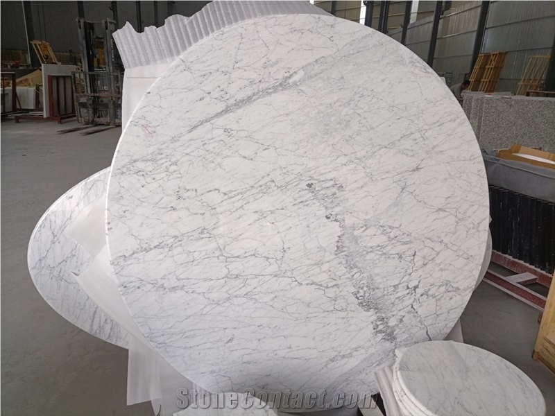 Carrara White Marble Polished Round Table Tops