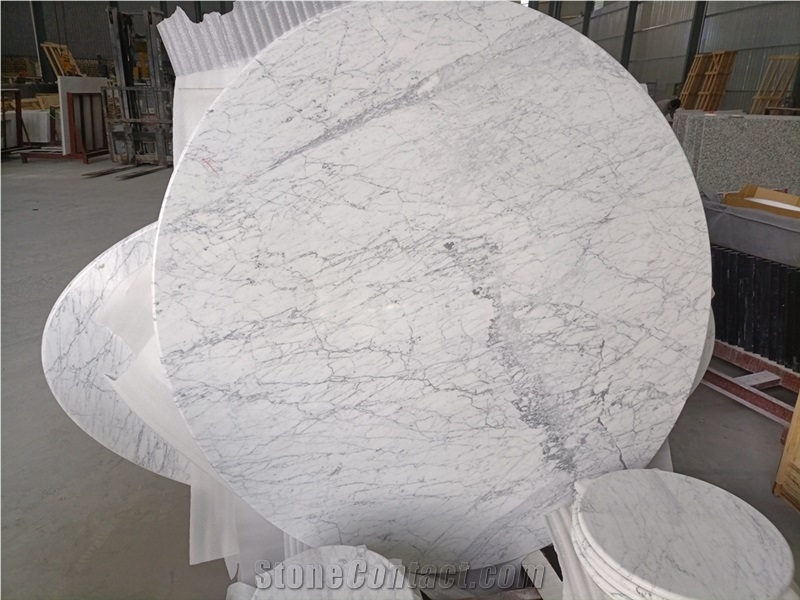 Carrara White Marble Polished Round Table Tops