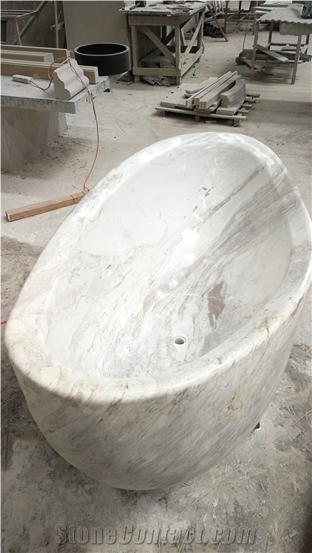 Greece Volakas White Marble Bathtub for Hotel