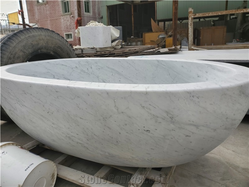 Italy Carrara White Marble Bathtub for Bathroom