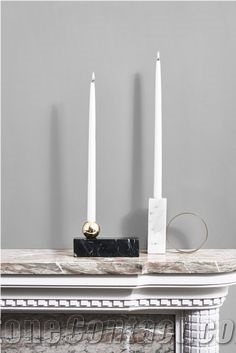 White Marble Candle Holder Kitchen and Bath Tray