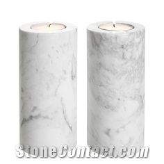 White Marble Candle Holder Kitchen and Bath Tray