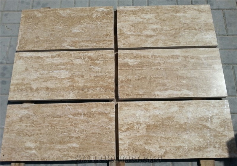 Light Travertine Tiles Filled and Polished