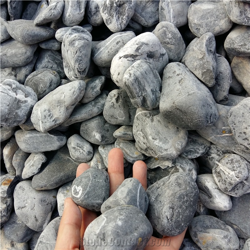 Black Color Tumbled Pebble Stone for Landscaping