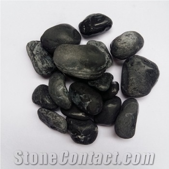 Natural Tumbled Black Pebble Stone for Decoration