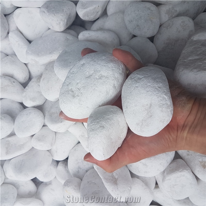 Natural Tumbled White Pebble Stone for Landscaping