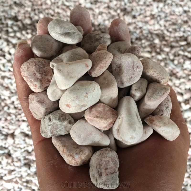 Pink Color Tumbled Pebble Stone for Landscaping
