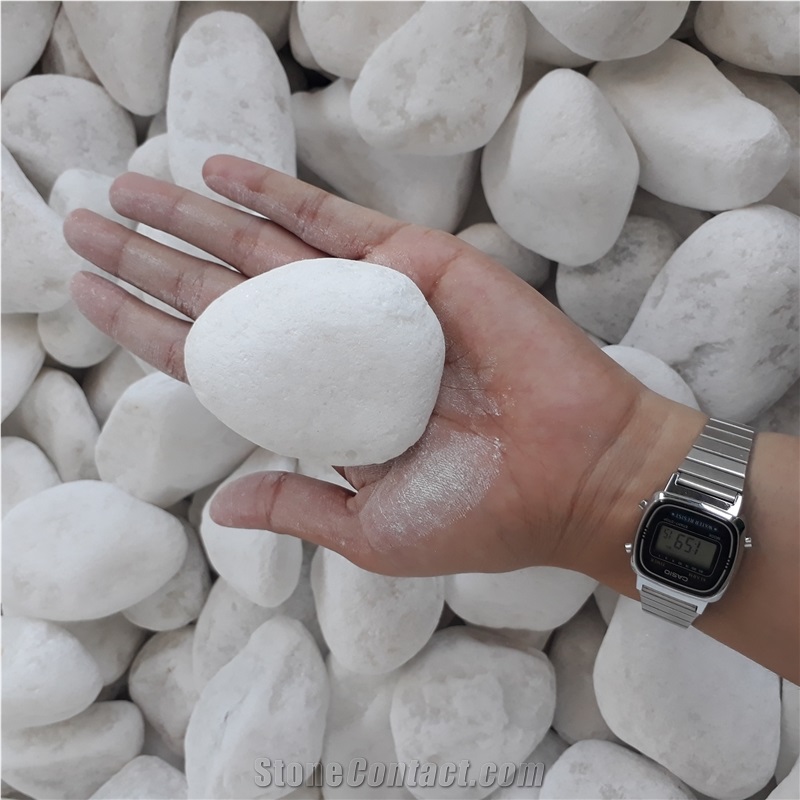 Tumbled Snow White Marble Pebble Stone All Size