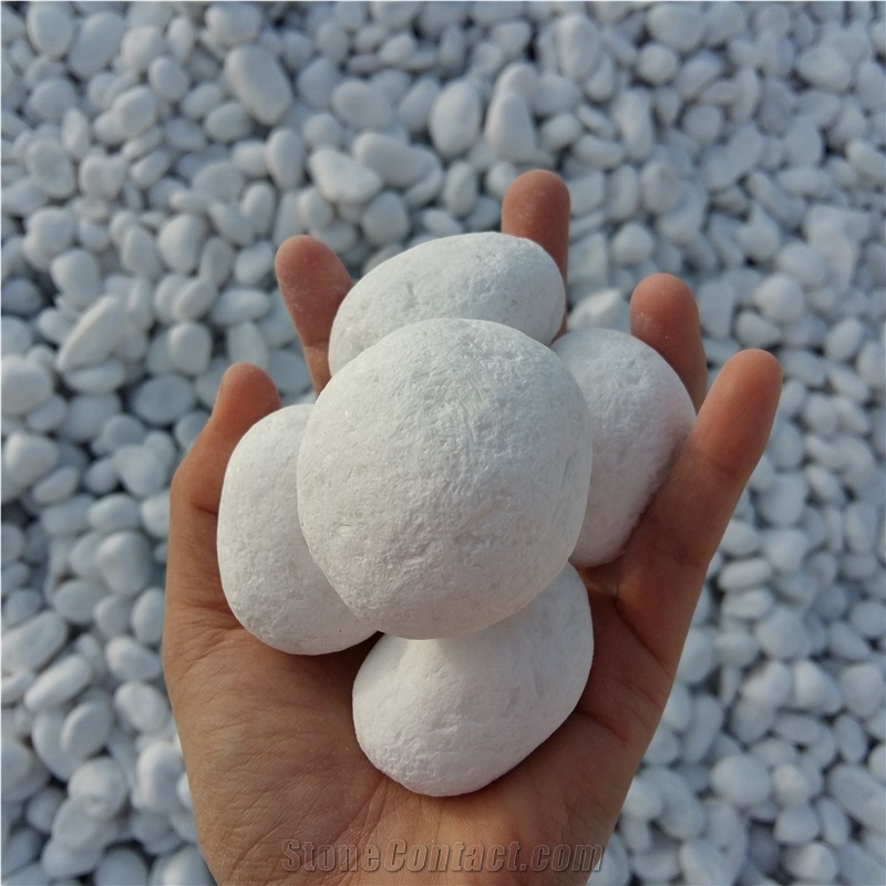 Un-Polished Tumbled Snow White Pebble for Decoration