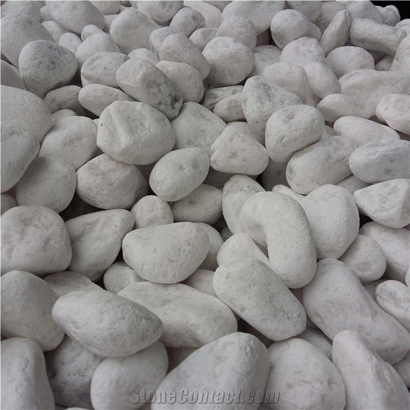 Un-Polished Tumbled White Pebble Landscaping Stone