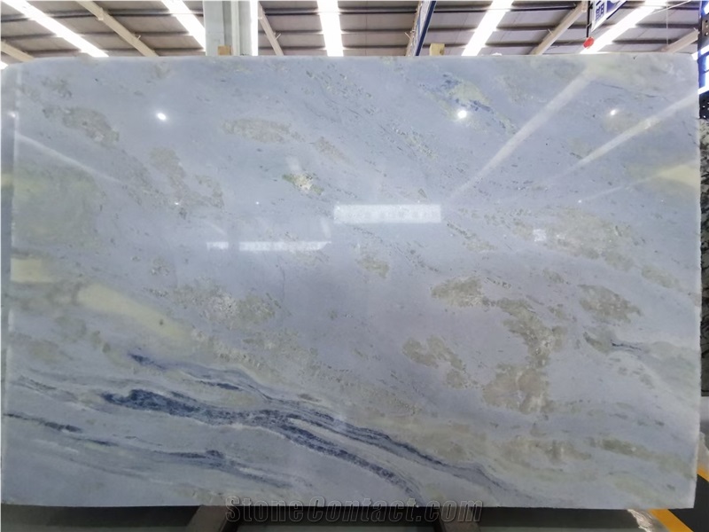 Blue Sky White Marble Wall Installation Slabs