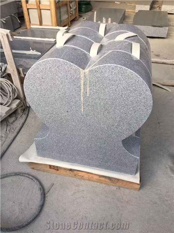 G633 Granite Heart Shape Slant Headstone