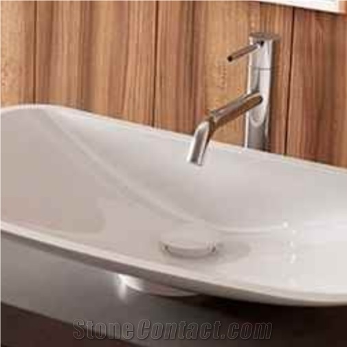 White Black Bathroom Kitchen Marble Trough Sink