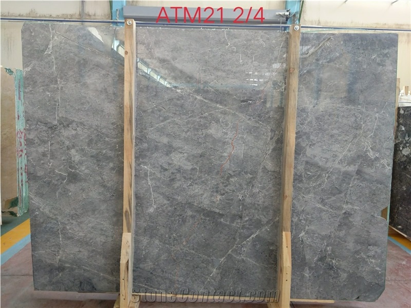 Cloudy Blue Grey Marble Slabs