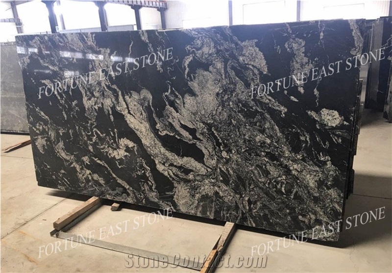 China Silk Road Black White Vein Marble Big Slabs