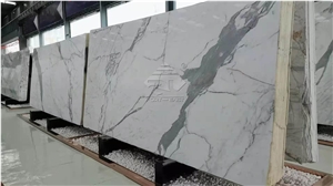 Natural Calacatta Gold White Marble Slabs For Countertop/Bath Install