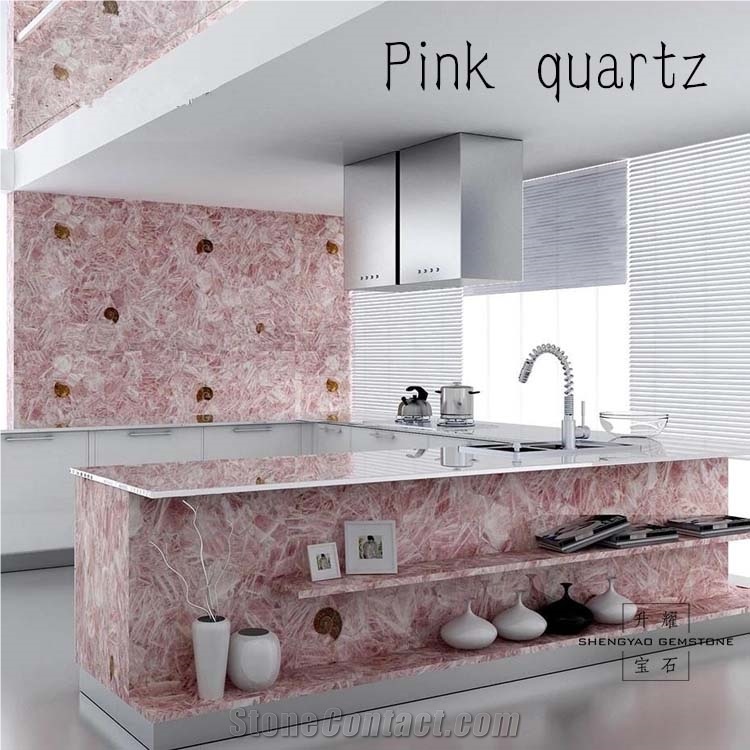 Pink Quartz Semiprecious Stone Slabs