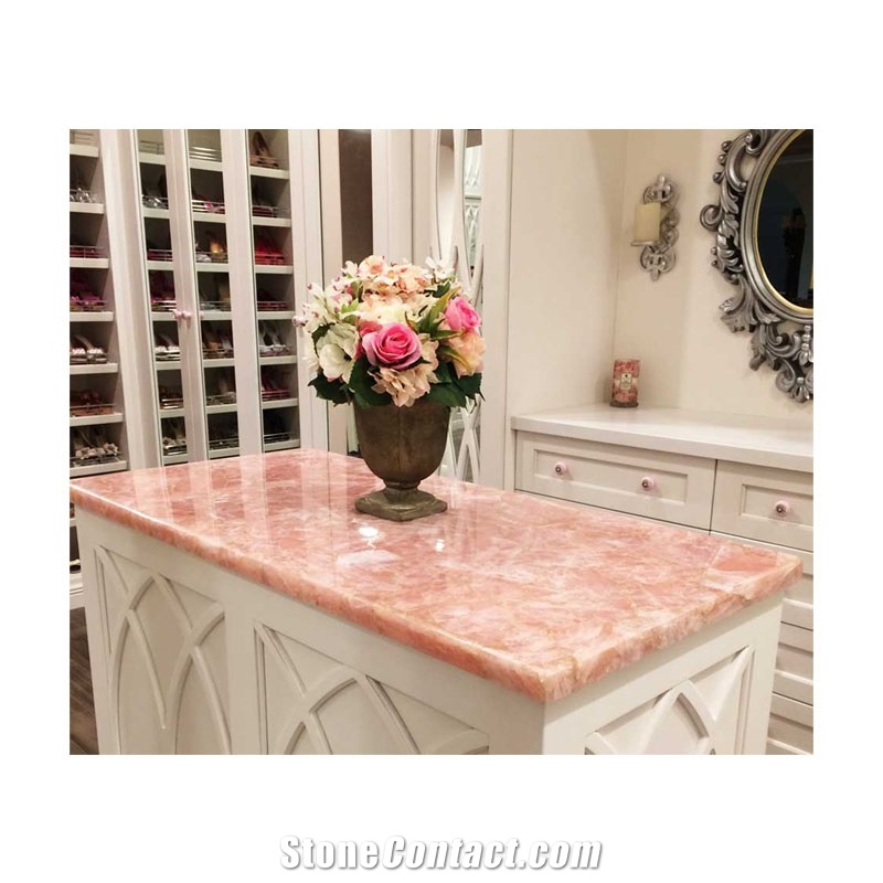 Polished Natural Pink Crystal Slab for Decoration