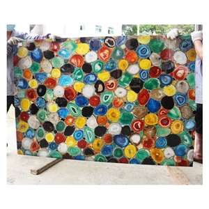 Translucent Polychrome Agate Semiprecious Stone Slab
