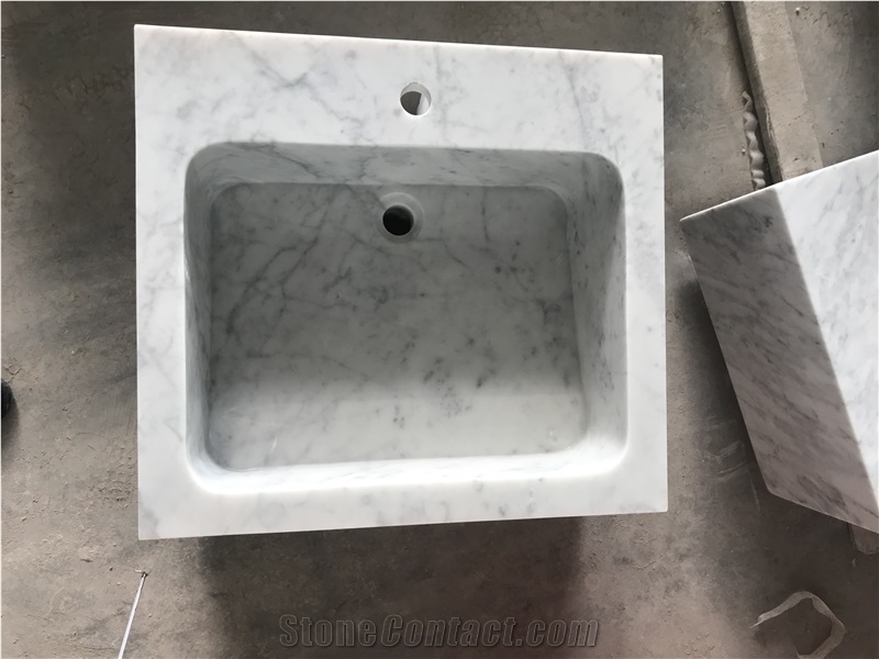 Rectangular Wash Basin, Bianco Carrara