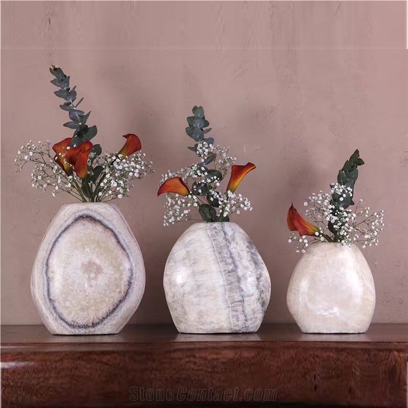 Multicolored Decorative Flowerpot Onyx Vase