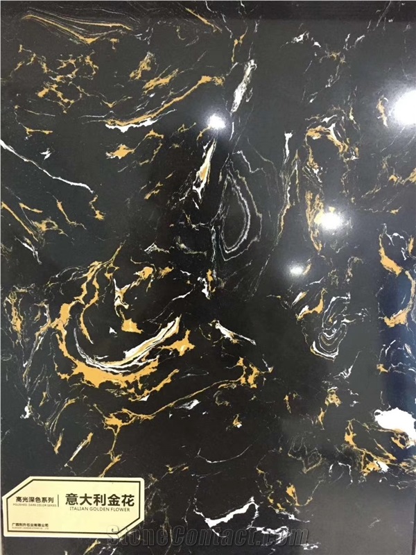 Portoro Black Cultured Marble Factory Direct Sell