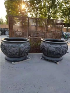 Antique Granite Black Outdoor Flower Planters Pot
