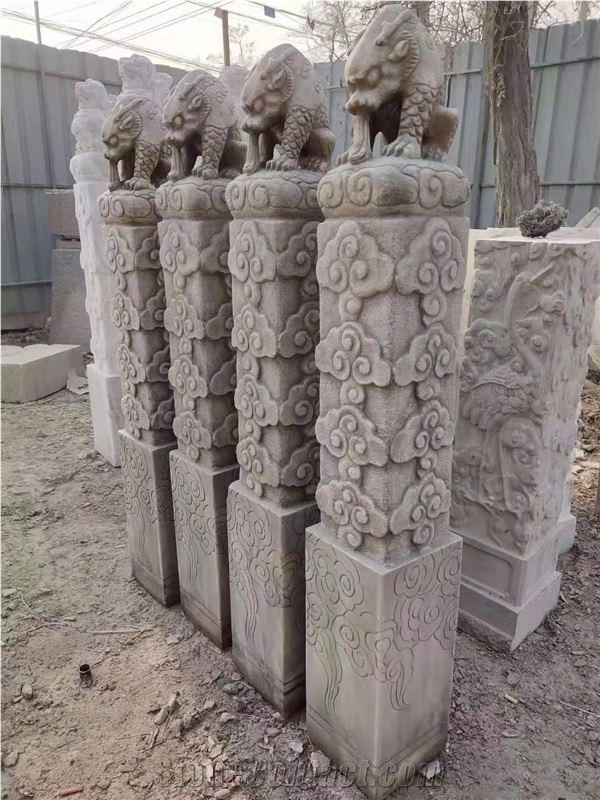 Architectural Stone Carving Porch Pedestal Columns