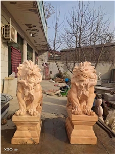 Garden Hotel Villa Stone Lion Statues Decoration