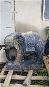 Luxury Blue Marble Hotel Elephant Animal Sculpture
