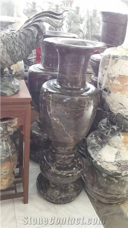 Marble Polished Big Flower Pot Home Art Craft Gift
