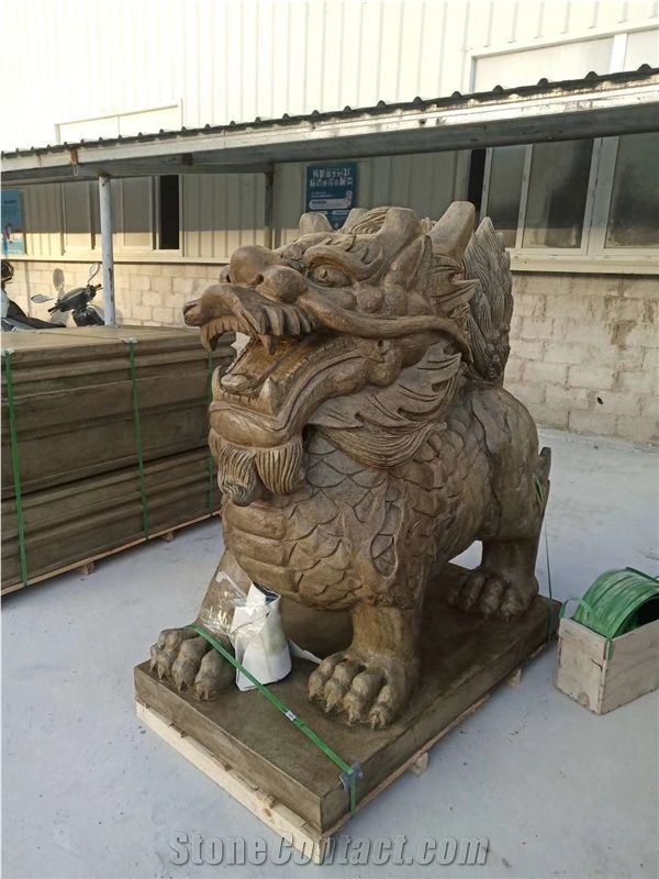 Natural Stone Antique Kylin China Gragon Sculpture