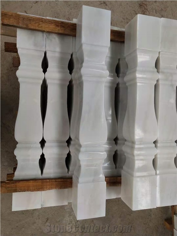 Natural White Marble Villa Balustrade Roman Column